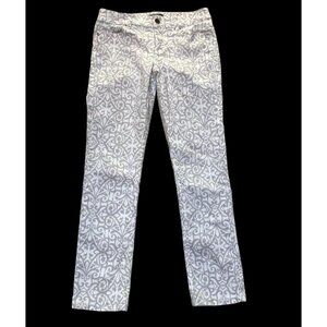 White House Black Pants Womens 2R Paisley Slim Ankle Fit Rhinestones Bling